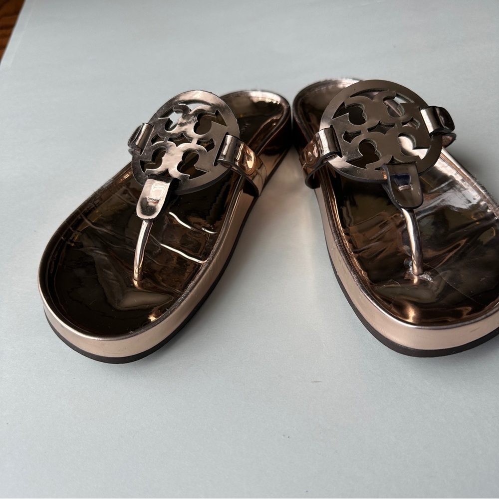 Tory Burch Miller Cloud Metallic Gold Sandals Sz 7 Preowned